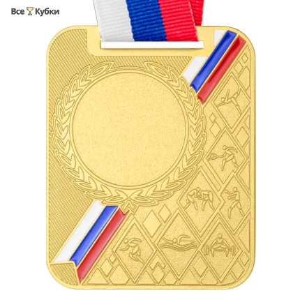 Медаль MZP 549-65/GM (65х48мм, D-25мм, s-2,5мм) с лентой