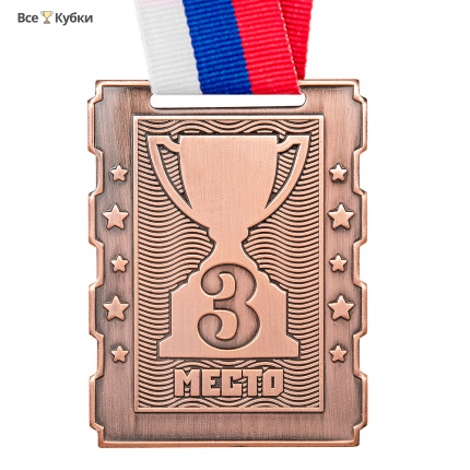 Медаль MZ 134-65/B 3 место с лентой (50х65мм, s-2мм)